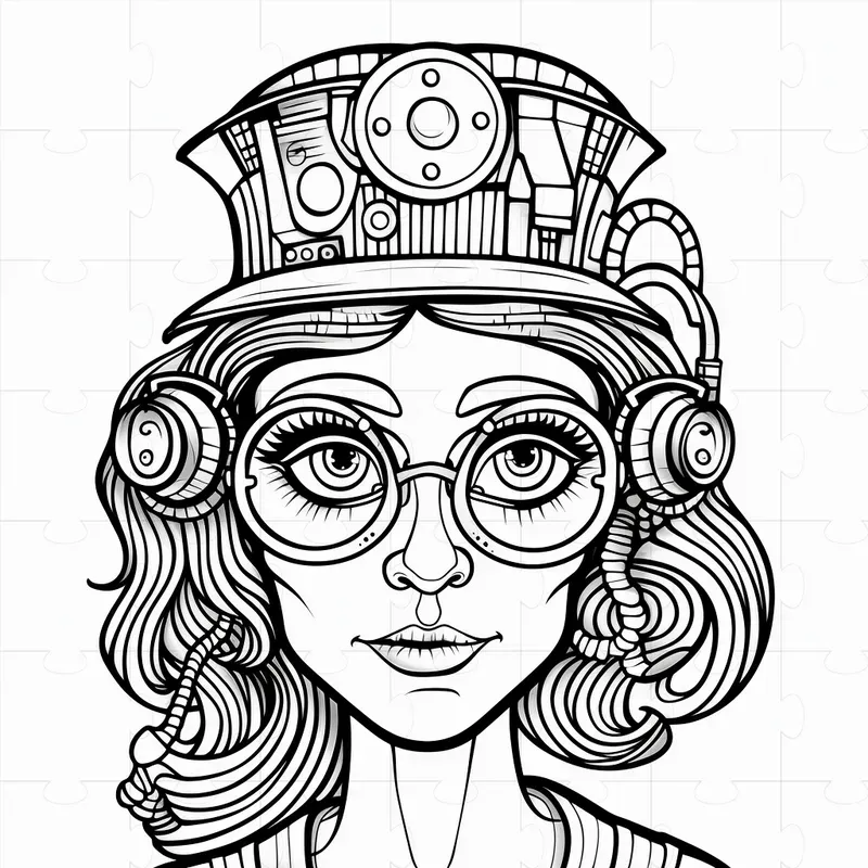 Steampunk Portraits Coloring Books Pages