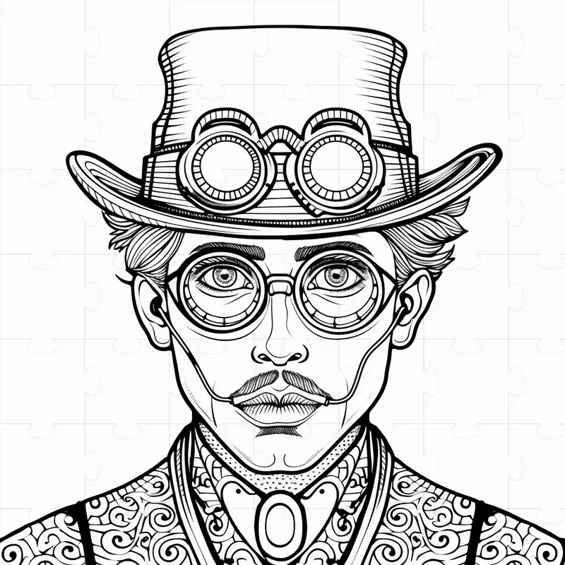 Steampunk Portraits Coloring Books Pages