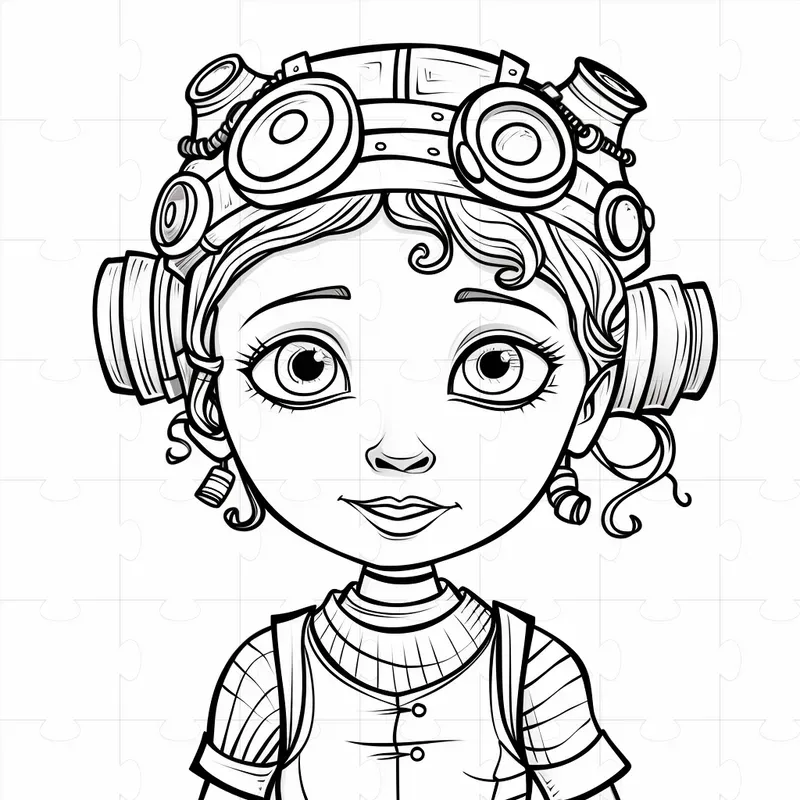 Steampunk Portraits Coloring Books Pages
