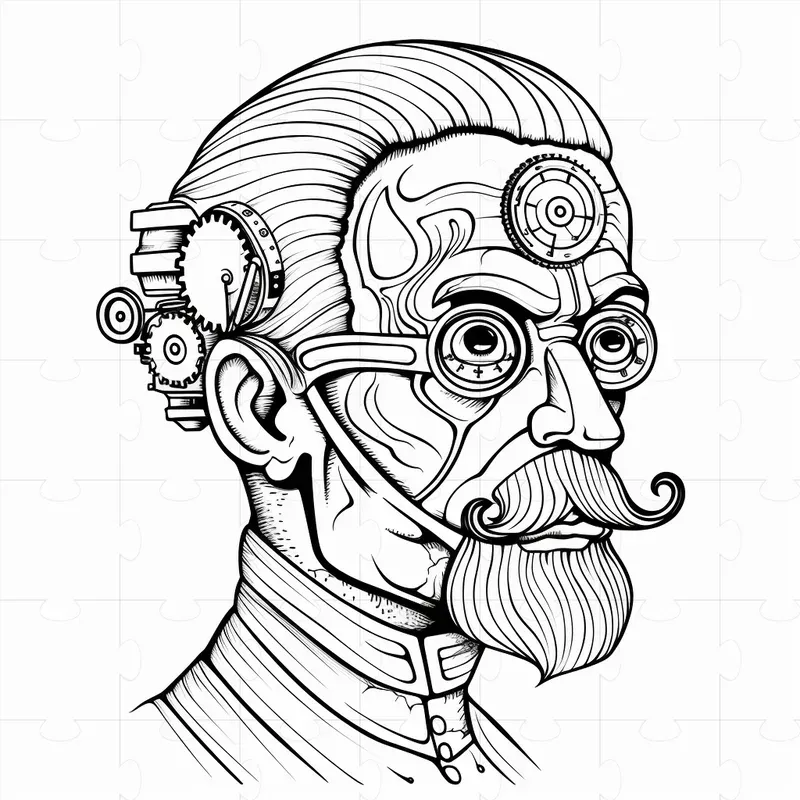 Steampunk Portraits Coloring Books Pages