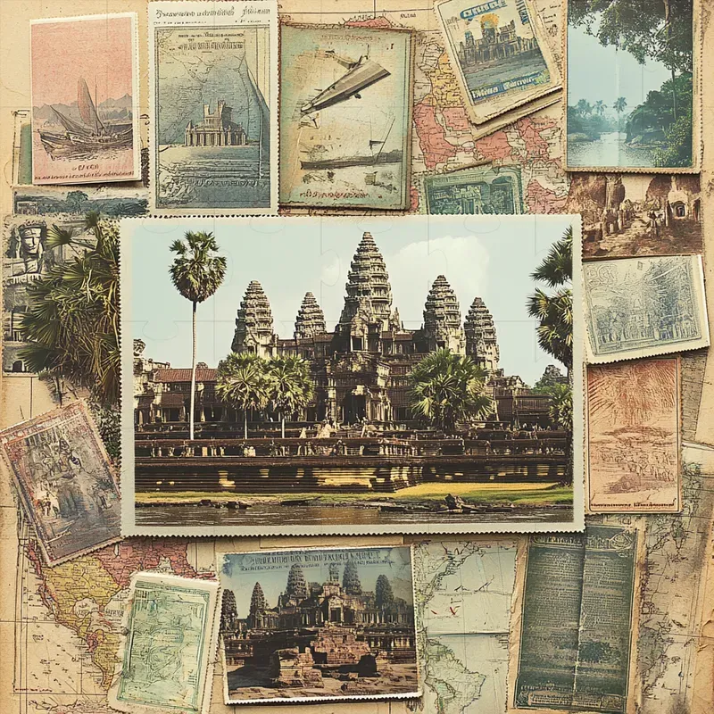 Vintage Travel Landmark Collage Postcards