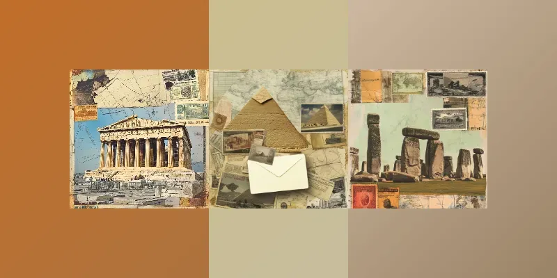 Vintage Travel Landmark Collage Postcards generated by undefined