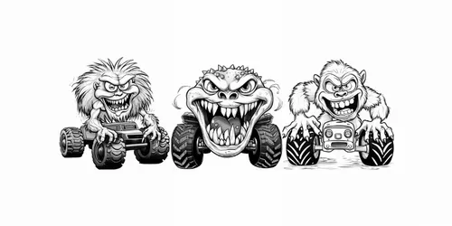 Kids Monster Trucks Coloring Books Pages generated by midjourney