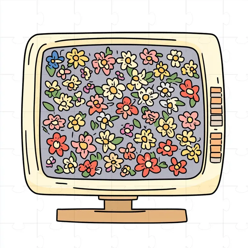 Cute Groovy Cliparts With Flower Patterns