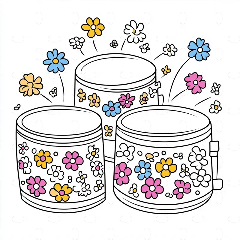 Cute Groovy Cliparts With Flower Patterns