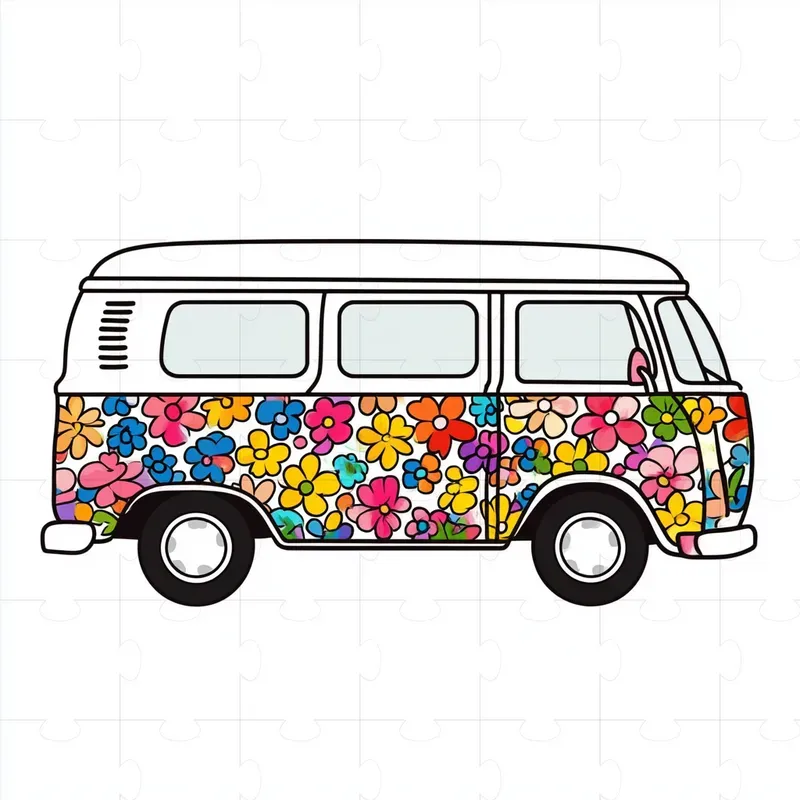 Cute Groovy Cliparts With Flower Patterns