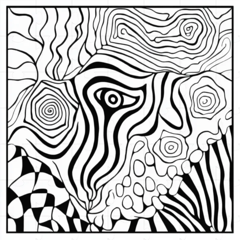 Psychedelic Groovy Coloring Book Pages