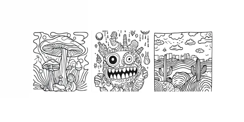 Psychedelic Groovy Coloring Book Pages generated by undefined
