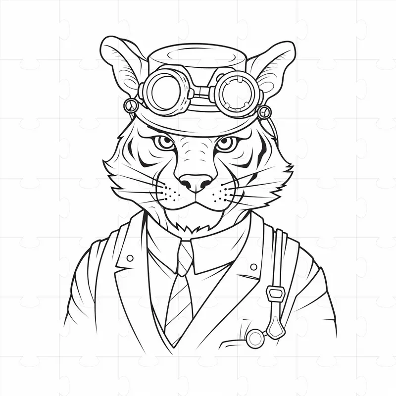 Steampunk Animals Coloring Book Pages