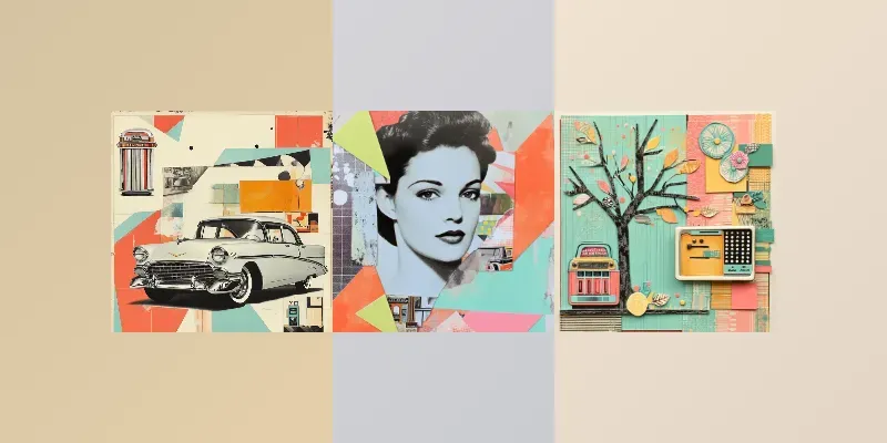 Retro Nostalgia Cubist Ephemera Of 1950s generated by undefined