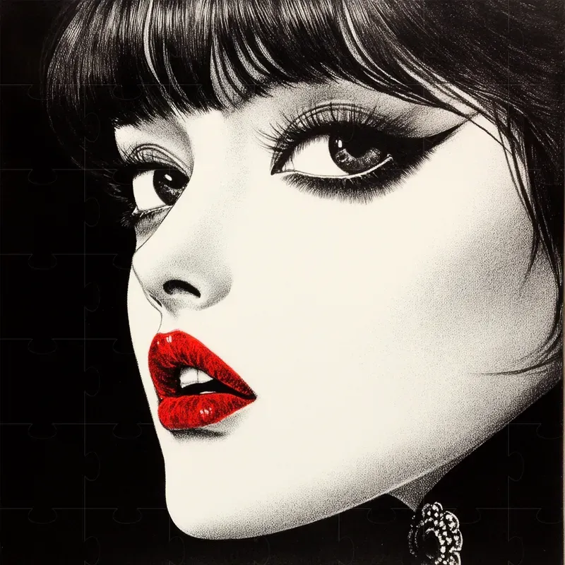 Charcoal Drawings With Red Color Accents