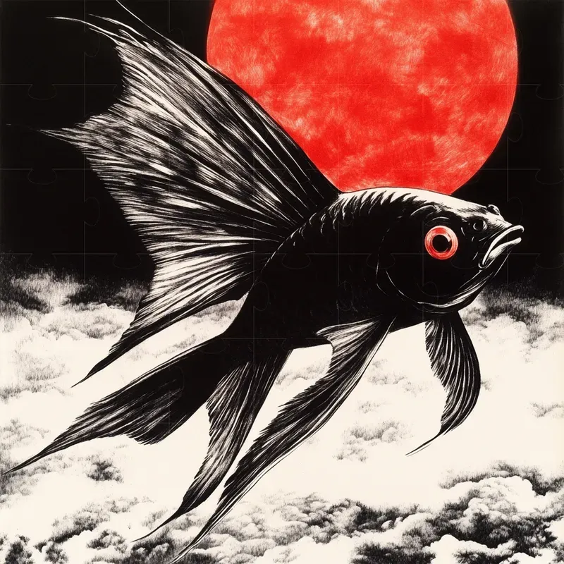 Charcoal Drawings With Red Color Accents