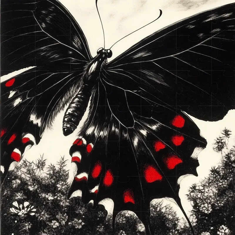 Charcoal Drawings With Red Color Accents