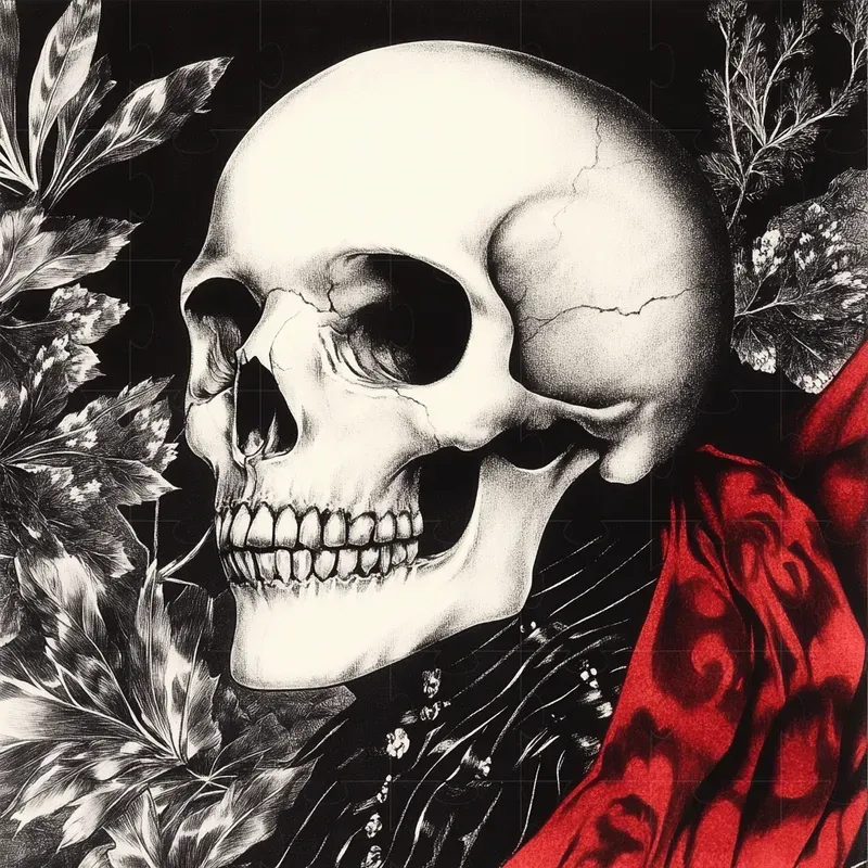Charcoal Drawings With Red Color Accents