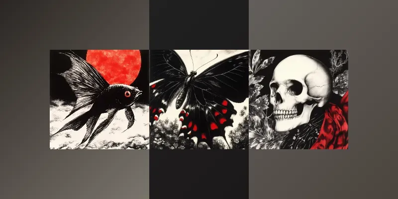 Charcoal Drawings With Red Color Accents generated by undefined
