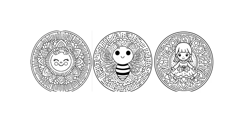 Kids Cute Kawaii Mandalas Coloring Book generated by undefined