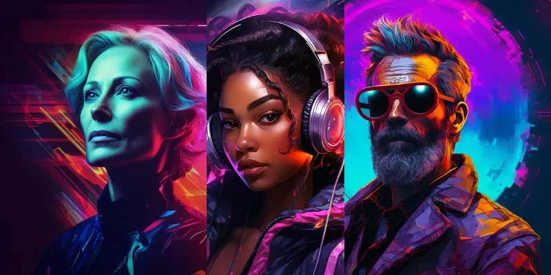 Colorful Digital Cyber Portraits generated by undefined