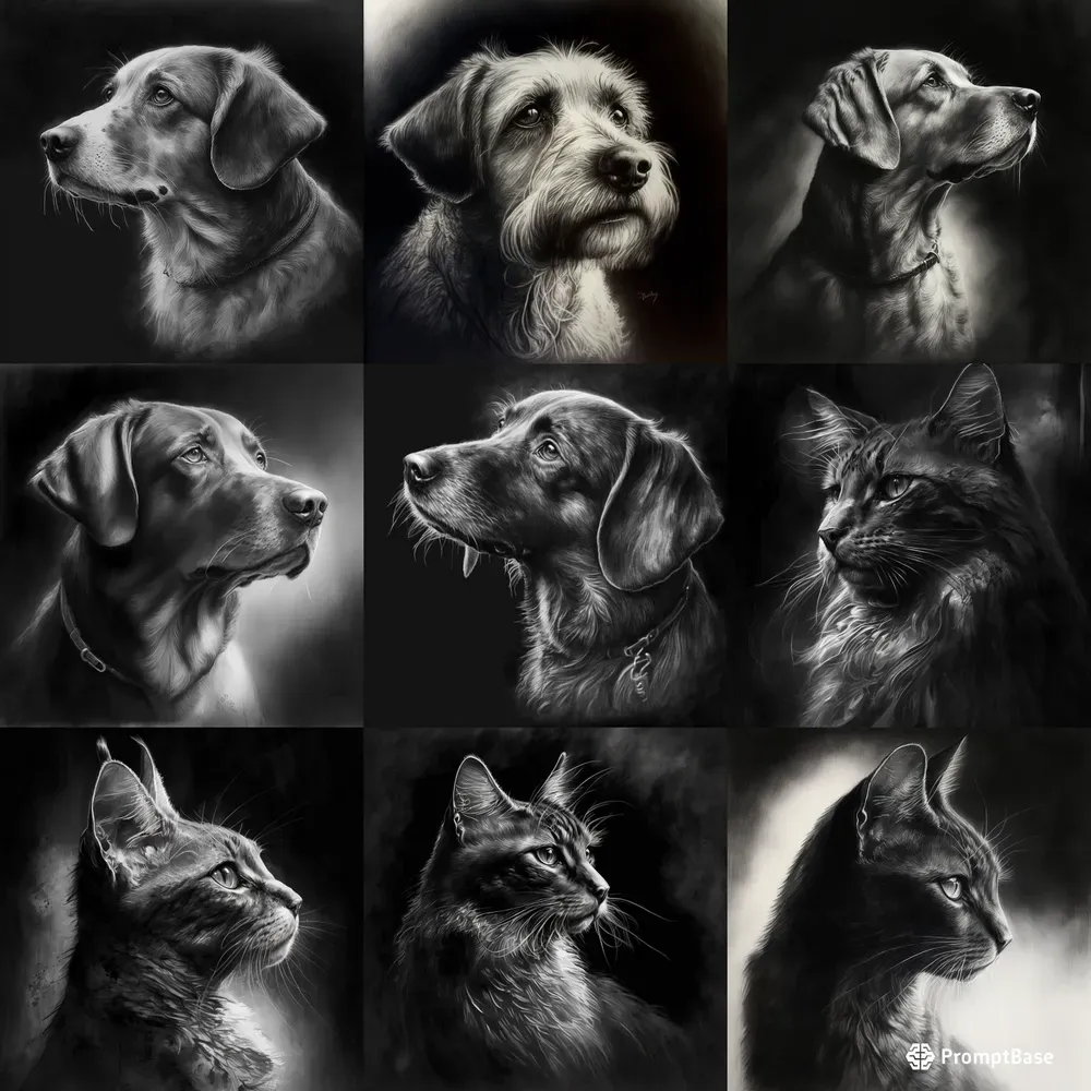 Charcoal Pet Portraits