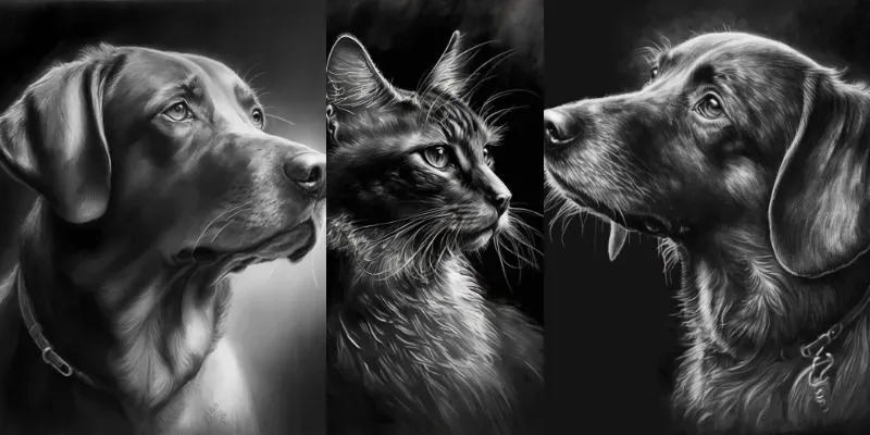 Charcoal Pet Portraits generated by undefined