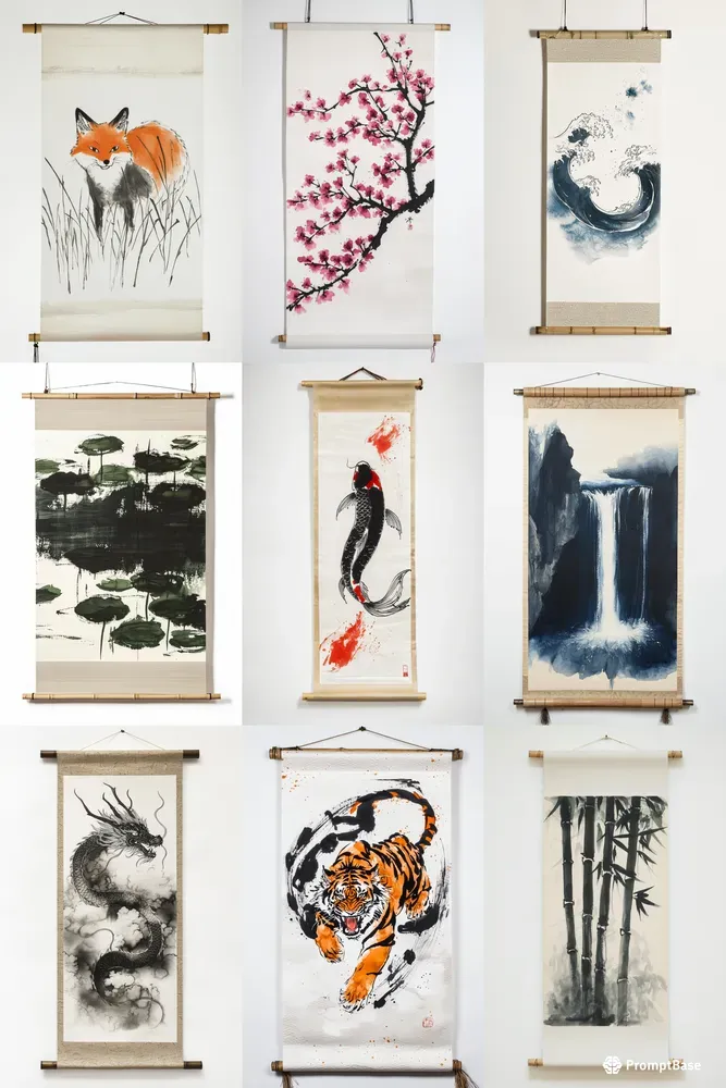 Minimalist Japanese Scroll Art