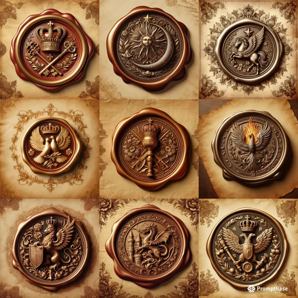 Royal Wax Seals With Majestic Symbols