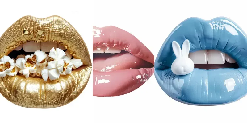 Glossy Lips Isolated On White generated by undefined