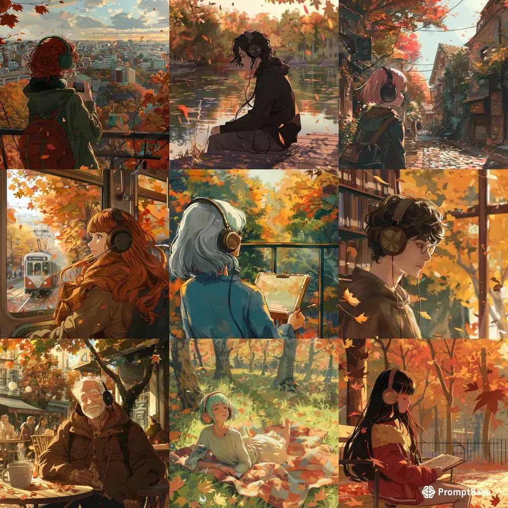 Beautiful Autumn Lofi Anime Thumbnails