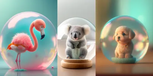Cute Animals With Glass Balls generated by midjourney