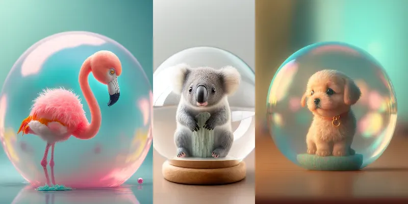 Cute Animals With Glass Balls generated by undefined