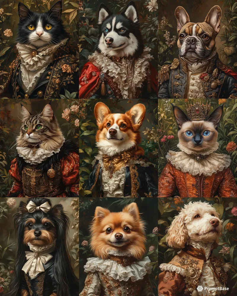 Regal Pet Portraits In Royal Attire
