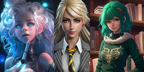 3D Game Avatars Neon Anime Girls generated by midjourney
