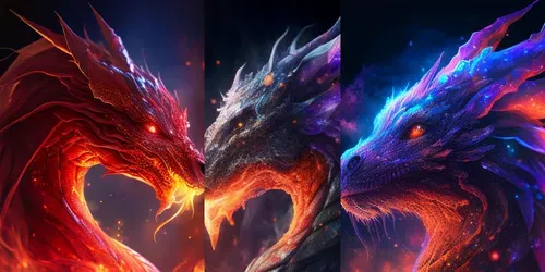 Colorful Realistic Dragon Portraits generated by midjourney