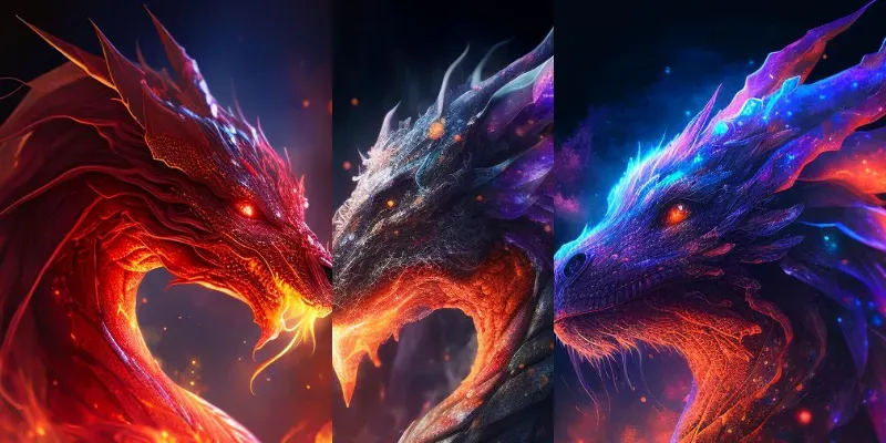 Colorful Realistic Dragon Portraits generated by undefined