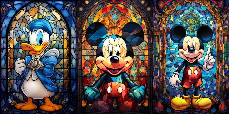 Disney Characters In Stained Glass generated by undefined