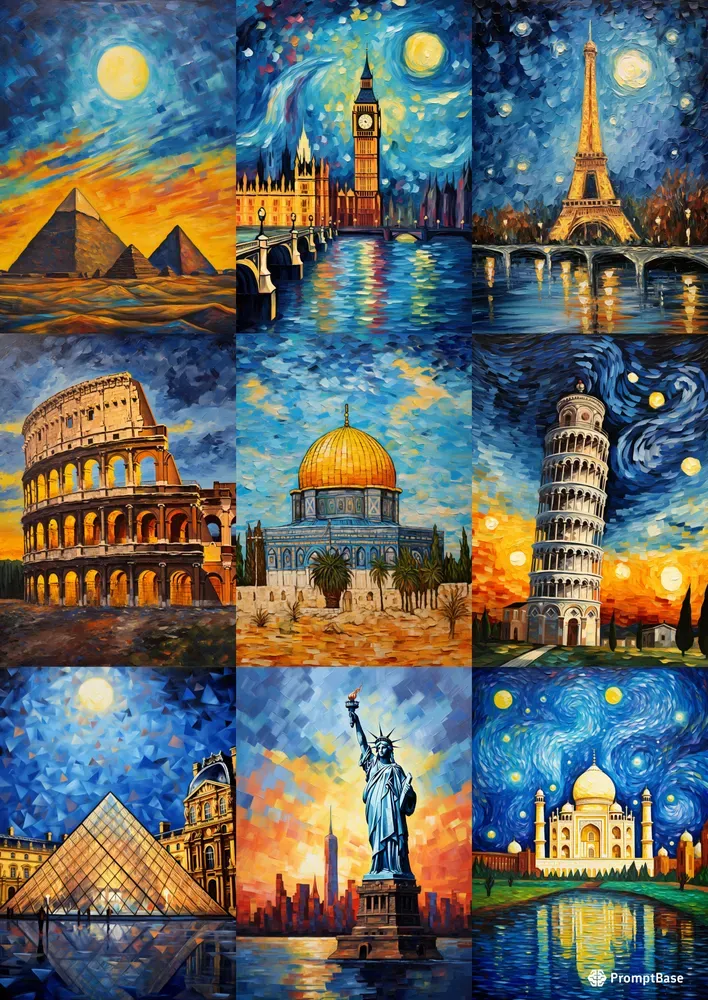 Famous Architectures In Van Gogh Style