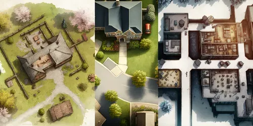 Tabletop RPG Maps Settlements generated by midjourney