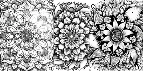 Floral Coloring Book Drawings generated by midjourney