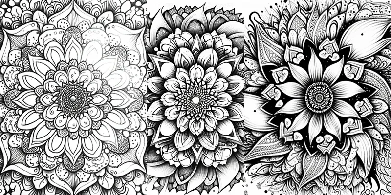 Floral Coloring Book Drawings generated by undefined