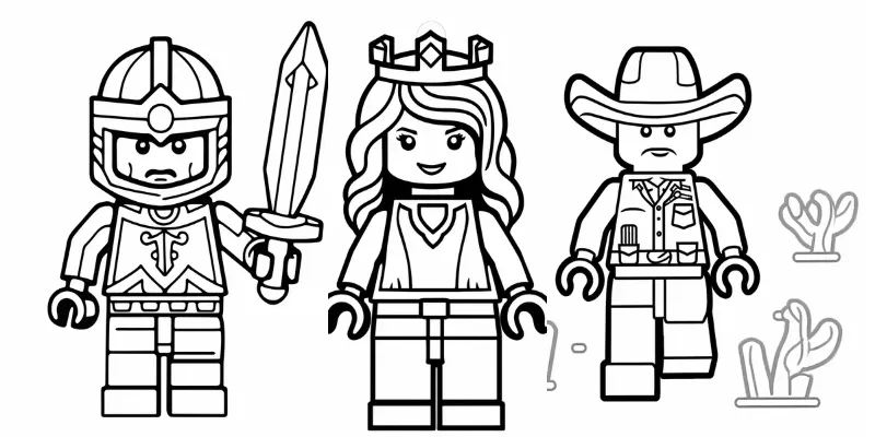 Lego Mini Figures Coloring Pages generated by undefined