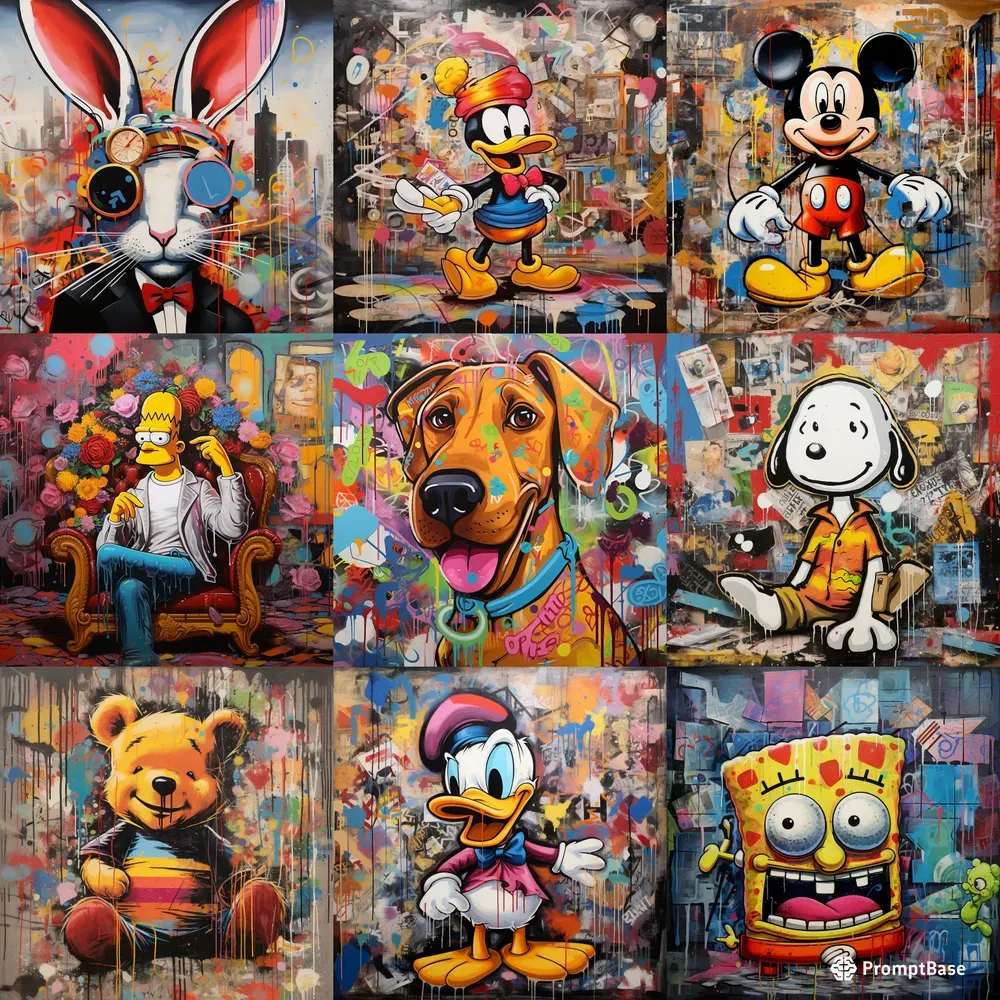 Cartoon Characters In Graffiti Style