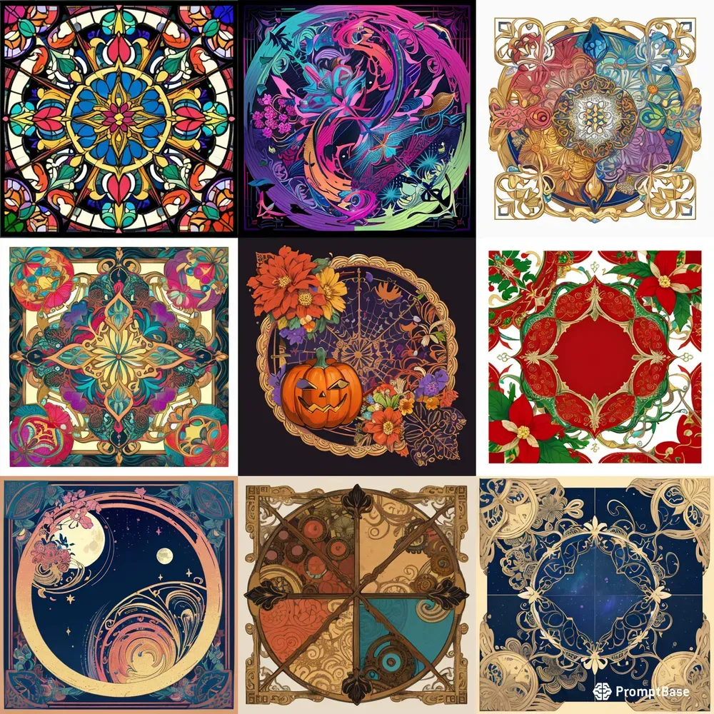 Modern Vibrant Ornaments Wallpaper