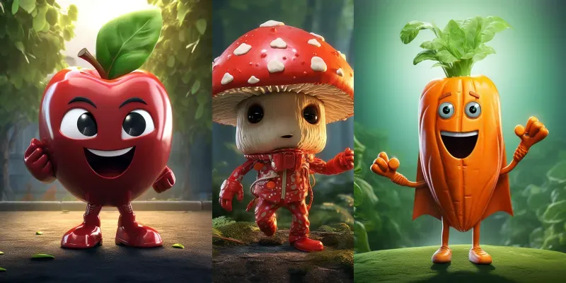 Anthropomorphic Fruits And Vegetables generated by undefined