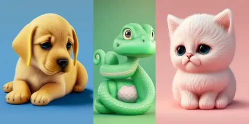 Cute 3D Cartoon Pets generated by midjourney