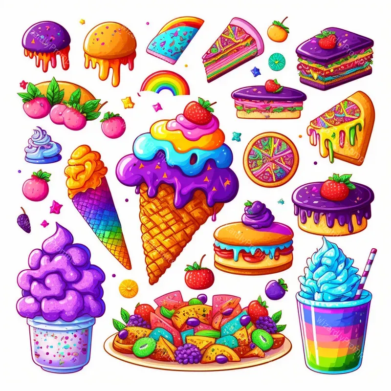 Cute Rainbow Food Stickers