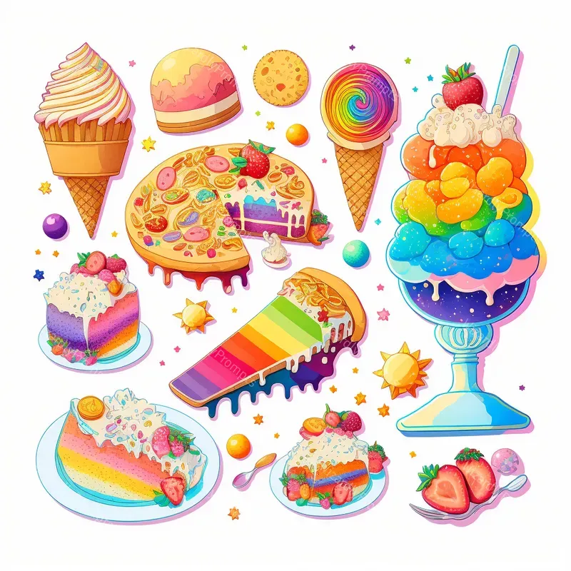 Cute Rainbow Food Stickers