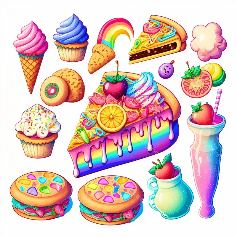 Cute Rainbow Food Stickers
