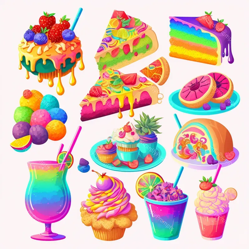 Cute Rainbow Food Stickers