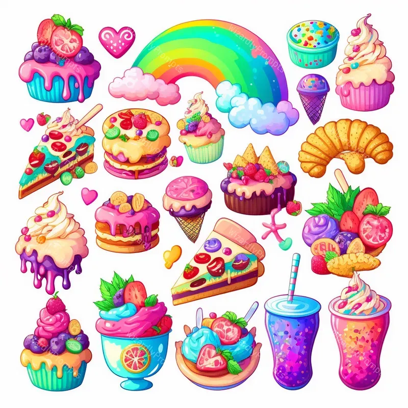 Cute Rainbow Food Stickers