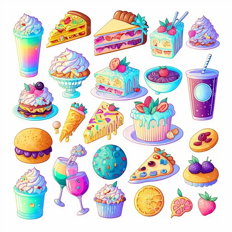 Cute Rainbow Food Stickers