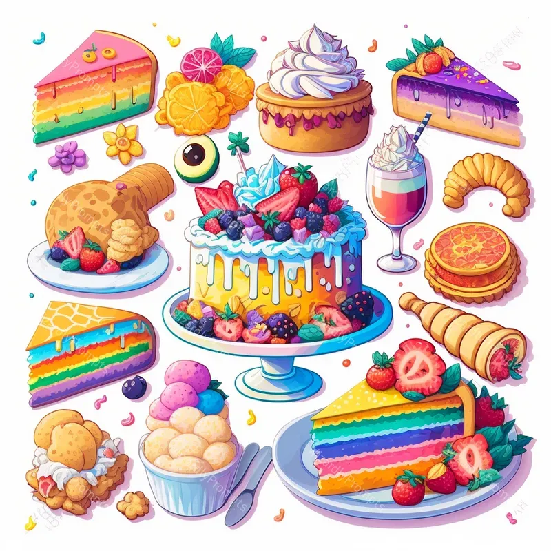 Cute Rainbow Food Stickers